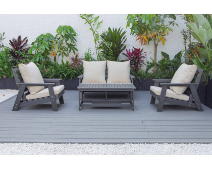 LeisureMod Alpine Modern Polystyrene 4-Peice Patio Conversation Set - Beige