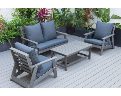 LeisureMod Alpine Modern Polystyrene 4-Peice Patio Conversation Set - Charcoal