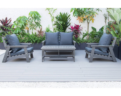 LeisureMod Alpine Modern Polystyrene 4-Peice Patio Conversation Set - Charcoal