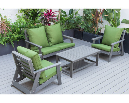 LeisureMod Alpine Modern Polystyrene 4-Peice Patio Conversation Set - Dark Green