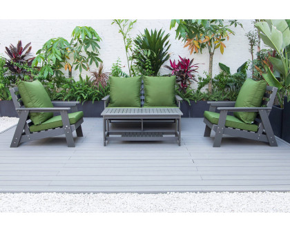 LeisureMod Alpine Modern Polystyrene 4-Peice Patio Conversation Set - Dark Green