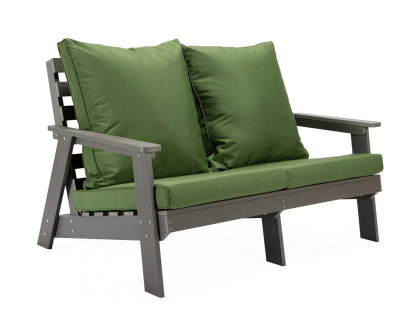 LeisureMod Alpine Modern Polystyrene 4-Peice Patio Conversation Set - Dark Green