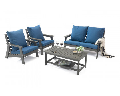 LeisureMod - Alpine Modern Polystyrene 4-Peice Patio Conversation Set