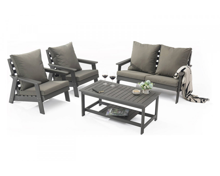 LeisureMod - Alpine Modern Polystyrene 4-Peice Patio Conversation Set