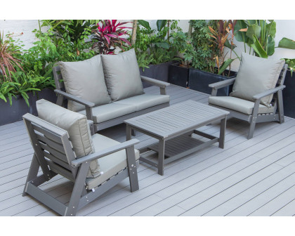 LeisureMod - Alpine Modern Polystyrene 4-Peice Patio Conversation Set