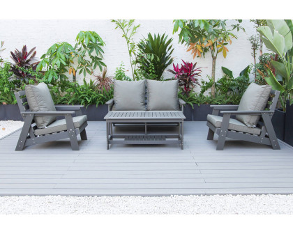 LeisureMod Alpine Modern Polystyrene 4-Peice Patio Conversation Set - Taupe