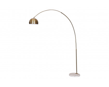 LeisureMod Arco Modern Arched Floor Lamp with White Round Marble Base