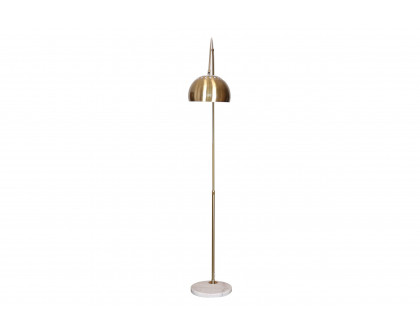 LeisureMod Arco Modern Arched Floor Lamp with White Round Marble Base - Gold