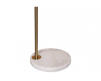 LeisureMod Arco Modern Arched Floor Lamp with White Round Marble Base - Gold