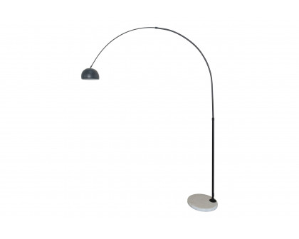 LeisureMod Arco Modern Arched Floor Lamp with White Round Marble Base