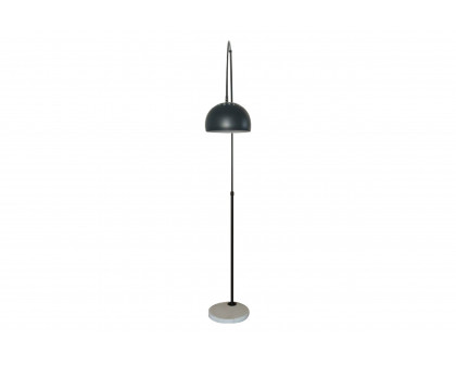 LeisureMod Arco Modern Arched Floor Lamp with White Round Marble Base - Black