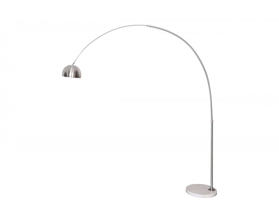 LeisureMod Arco Modern Arched Floor Lamp with White Round Marble Base