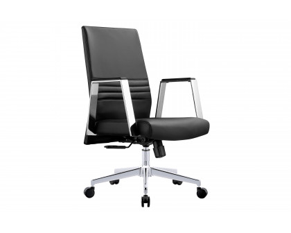 LeisureMod Aleen Modern High-Back Office Chair in Upholstered Leather and Iron Frame