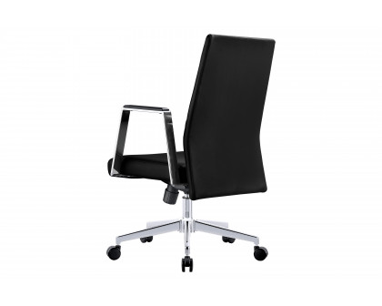 LeisureMod Aleen Mid-Century Modern Leather Swivel Office Chair with Adjustable Height - Black