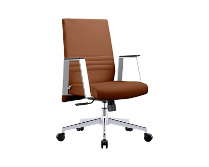 LeisureMod Aleen Modern High-Back Office Chair in Upholstered Leather and Iron Frame