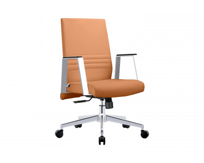 LeisureMod Aleen Modern High-Back Office Chair in Upholstered Leather and Iron Frame