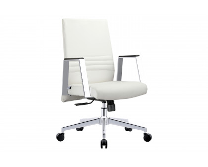 LeisureMod Aleen Modern High-Back Office Chair in Upholstered Leather and Iron Frame