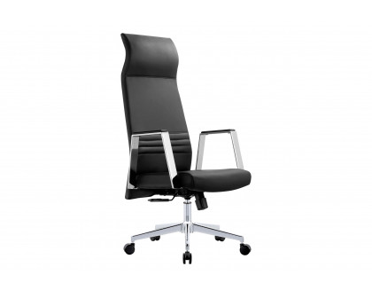 LeisureMod Aleen Modern High-Back Office Chair in Upholstered Leather and Iron Frame