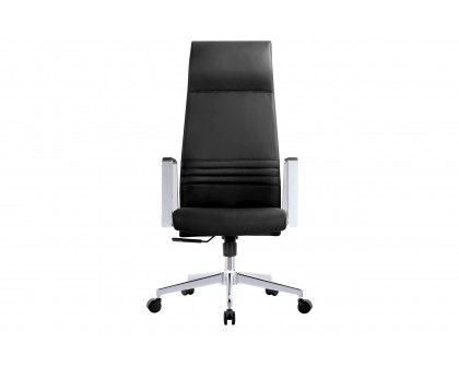 LeisureMod Aleen Modern High-Back Office Chair in Upholstered Leather and Iron Frame - Black