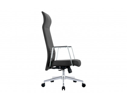 LeisureMod Aleen Modern High-Back Office Chair in Upholstered Leather and Iron Frame - Black