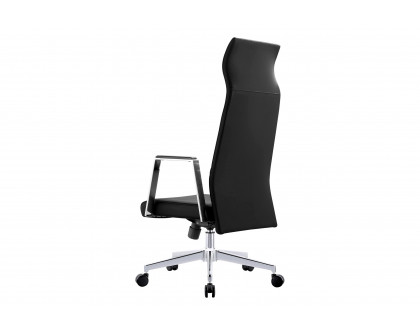 LeisureMod Aleen Modern High-Back Office Chair in Upholstered Leather and Iron Frame - Black