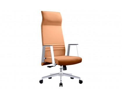 LeisureMod Aleen Modern High-Back Office Chair in Upholstered Leather and Iron Frame