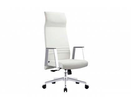 LeisureMod Aleen Modern High-Back Office Chair in Upholstered Leather and Iron Frame