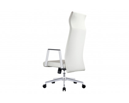 LeisureMod Aleen Modern High-Back Office Chair in Upholstered Leather and Iron Frame - White