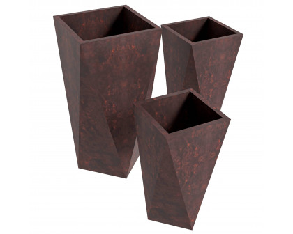 LeisureMod Aloe Modern Fiberstone and Clay Planters (Set of 3)