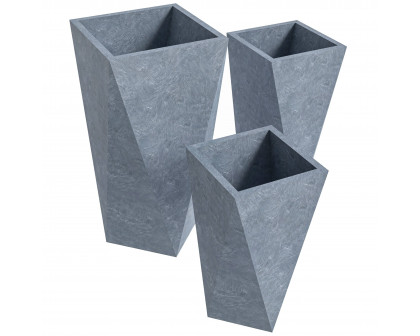 LeisureMod Aloe Modern Fiberstone and Clay Planters (Set of 3)