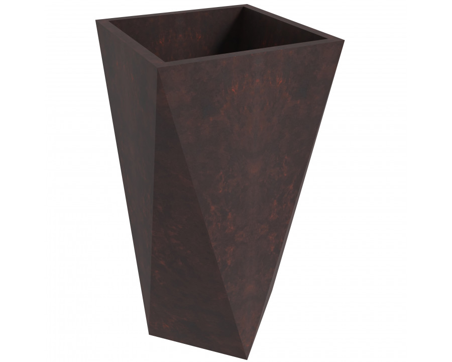 LeisureMod Aloe Modern 24" Fiberstone and Clay Planter - Brown