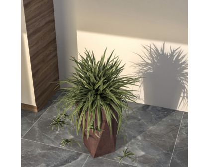 LeisureMod Aloe Modern 24" Fiberstone and Clay Planter - Brown