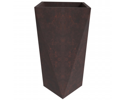 LeisureMod Aloe Modern 24" Fiberstone and Clay Planter - Brown