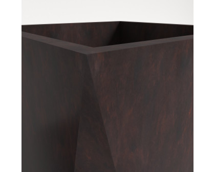 LeisureMod Aloe Modern 24" Fiberstone and Clay Planter - Brown