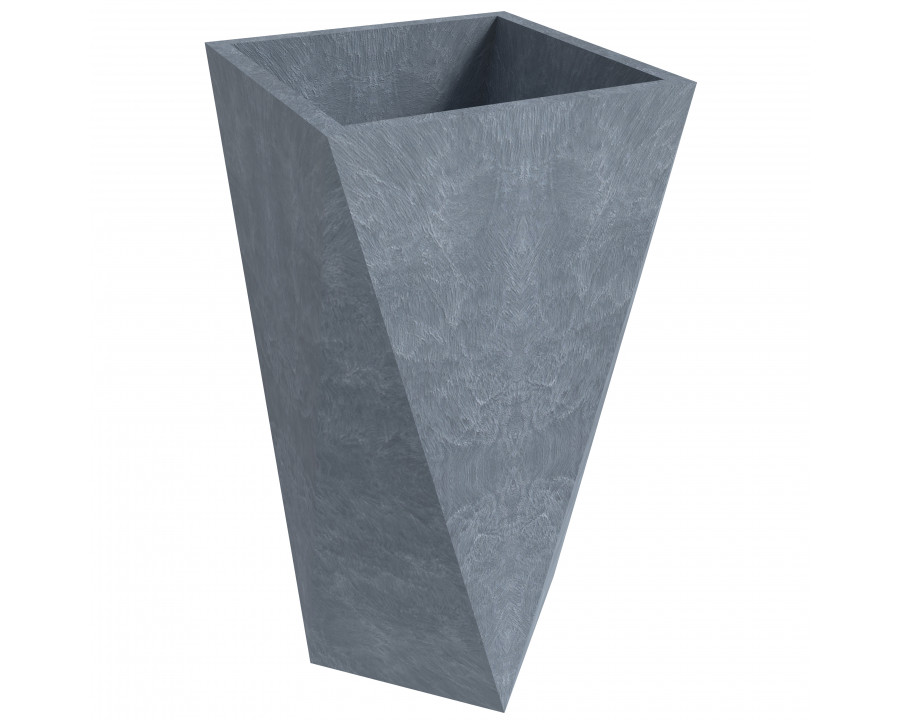 LeisureMod Aloe Modern 24" Fiberstone and Clay Planter - Gray