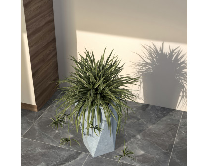 LeisureMod Aloe Modern 24" Fiberstone and Clay Planter - Gray