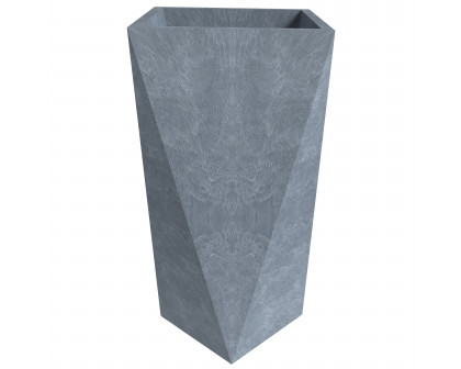 LeisureMod Aloe Modern 24" Fiberstone and Clay Planter - Gray