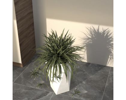 LeisureMod Aloe Modern 24" Fiberstone and Clay Planter - White