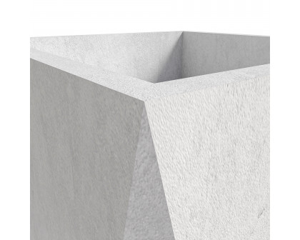 LeisureMod Aloe Modern 24" Fiberstone and Clay Planter - White