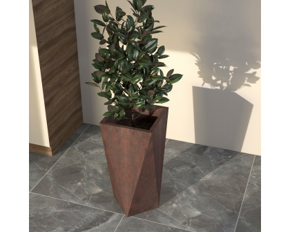 LeisureMod Aloe Modern 29" Fiberstone and Clay Planter - Brown