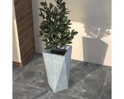 LeisureMod Aloe Modern 29" Fiberstone and Clay Planter - Gray