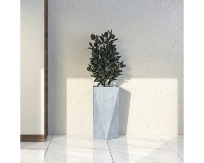 LeisureMod Aloe Modern 29" Fiberstone and Clay Planter - Gray