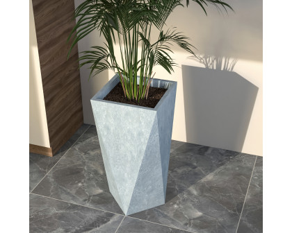 LeisureMod Aloe Modern 35" Fiberstone and Clay Planter - Gray