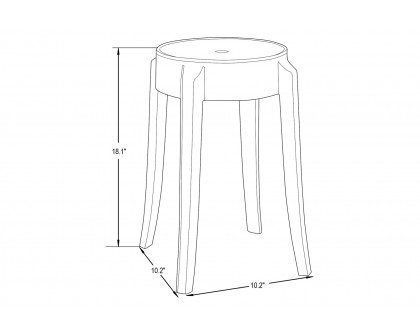 LeisureMod Averill Modern Plastic Dining Stool With Sturdy Seat And Legs