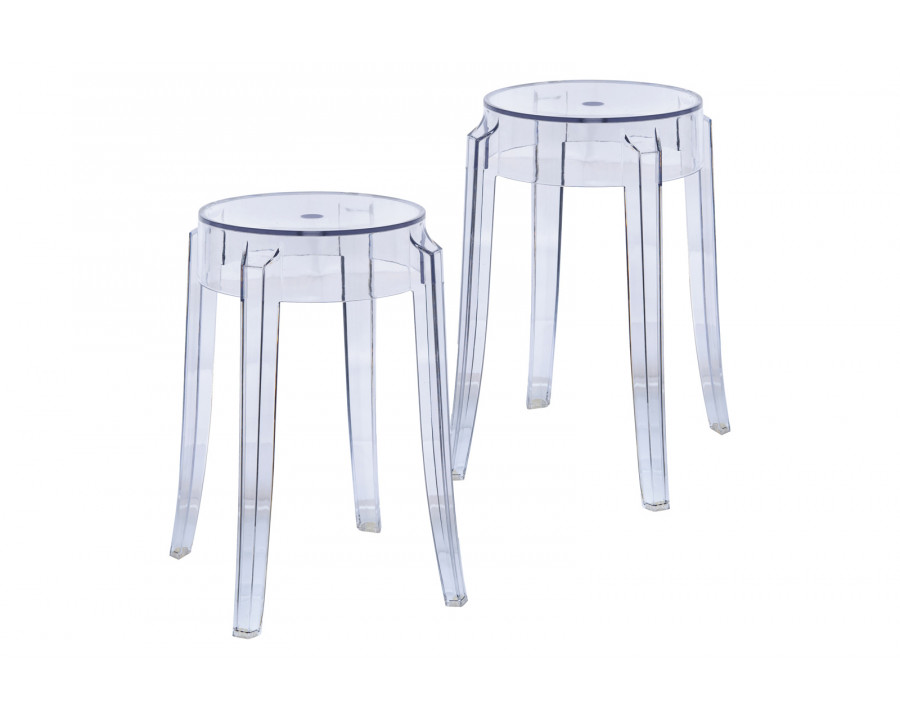 LeisureMod Averill Modern Plastic Dining Stool With Sturdy Seat And Legs (Set Of 2)