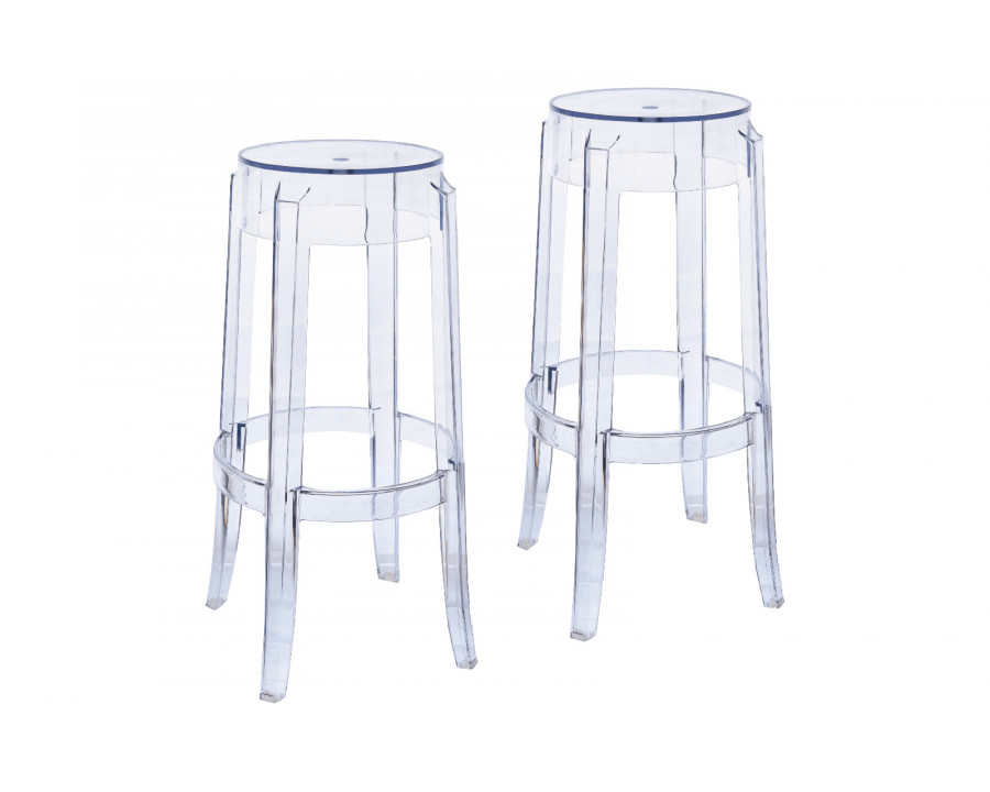 LeisureMod Averill Modern Plastic Barstool With Sturdy Seat And Legs (Set Of 2)