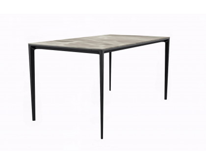 LeisureMod Avo Modern 55" Rectangular Dining Table with Glass Top and Black Aluminum Legs