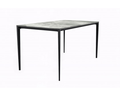 LeisureMod Avo Modern 55" Rectangular Dining Table with Glass Top and Black Aluminum Legs