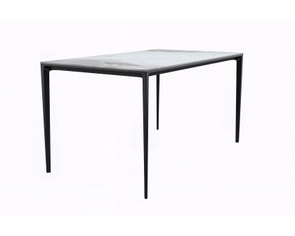 LeisureMod Avo Modern 55" Rectangular Dining Table with Glass Top and Black Aluminum Legs