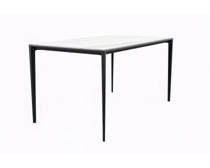 LeisureMod Avo Modern 55" Rectangular Dining Table with Glass Top and Black Aluminum Legs